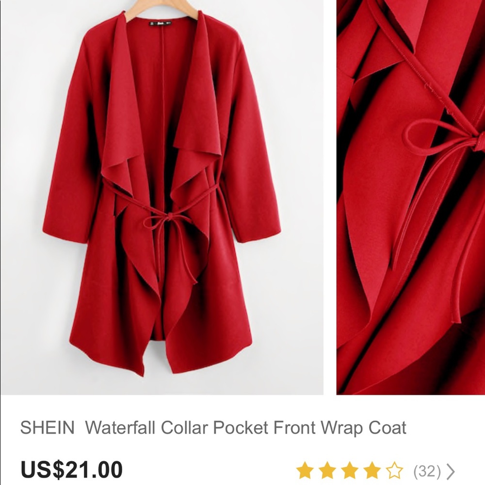 NWOT**L/XL Shein Waterfall Front Wrap Shirt/Jacket